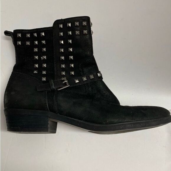 Ralph Lauren women’s black leather studded, ankle suede boot size 7 - Picture 6 of 10